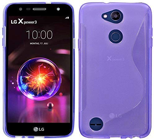 cofi1453® S-Line Hülle Bumper kompatibel mit LG X Power 3 Silikonhülle Stoßfest Handyhülle TPU Case Cover Lila