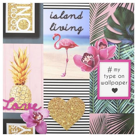Fresco Island Living Multi Colour Tropical Wallpaper - Paste The Paper - Multicoloured Wallpaper - Tropical Animal, Floral & typograph Design - Feature or 4 Wall Design - Cover for Small Cracks