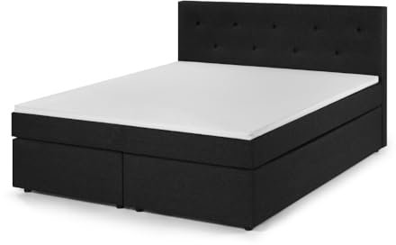 Traumnacht Boxspringbett, mit 7-Zonen Tonnentaschenfederkernmatratzen (H2) und Komfortschaumtopper, leichter Aufbau, produziert nach deutschem Qualitätsstandard, 180 x 200 cm in anthrazit
