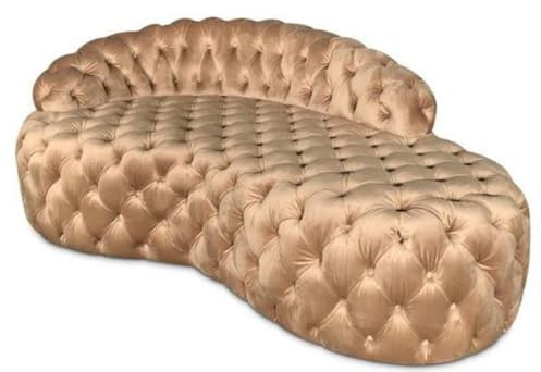Casa Padrino Luxus Chesterfield Samt Chaiselongue Gold 162 x 94 x H. 65 cm - Chesterfield Möbel - Luxus Qualität