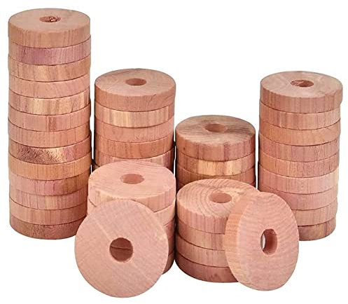 SameeHome 50 Packungen Zedern Ringe Motte für Kleidung,Aromatische Zedern BlöCke, Für SchräNke und Schubladen, Aufbewahrungs Schutz für Kleidung