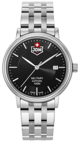 Jacques du Manoir JDM Military Kilo Herren Armbanduhr aus Edelstahl in Silber, Zifferblattfarbe: Schwarz, Quarzwerk, 40 mm Gehäuse, klassisches Design, geeignet für Alltag & Business, JDM-WG004-04