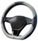 Ergocar Sport D-Form Auto Lenkradbezug Rutschfester Auto Lenkradschutz D-Typ Atmungsaktiv Mikrofaser PU Leder für Durchmesser 38cm (15 ) (Weiß)