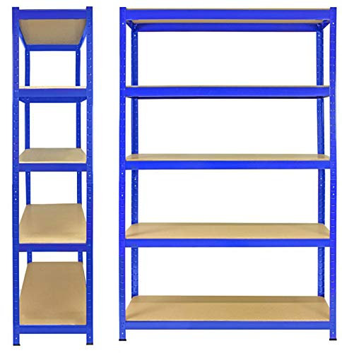 Feidak Schwerlastregal Lagerregal Kellerregal Metall Werkstattregal Regal Steckregal MAX. 875kg Tragfähigkeit, 200 x 100 x 50 cm, mit 5 MDF Regalböden, Einfache Montage - Blau