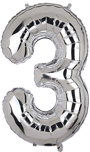 100 CM Groß Silber Zahl 3 Folienballon Luftballon Folien Mylar Riese MäDchen Helium Luftballons Geburtstag Party Deko Lieferungen Baby