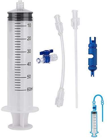 Lenxnmy Cycling Jeringuilla para inyectar líquido Tubeless Jeringuilla tubeless antipinchazos Grande 60ml con Herramienta de extracción de válvula MTB Presta, para sellante