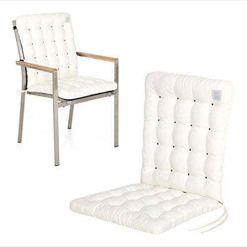 HAVE A SEAT Luxury | Gartenstuhlauflage Niedriglehner (1 St.) - Bequeme Sitzauflage Gartenstuhl - orthopädisch, wetterfest, waschbar bis 95° C - Made in Germany (1 Stück - 100x48 cm, Weiß)