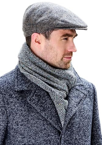 Mucros Weavers Men's Irish Trinity Flat Cap Driving Cap Made in Ireland (Grey, Medium)