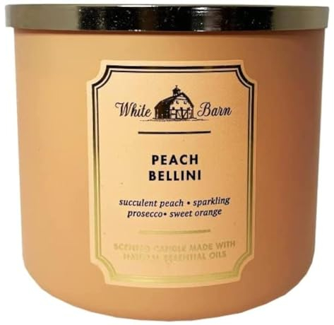 Bath and Body Works White Barn Kerze mit 3 Dochten, mit ätherischen Ölen, 411 g, Duft: 2021 Kernduft (Peach Bellini)