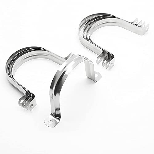 Jersvimc 10Pcs 3 Inch Stainless Steel Large Conduit Clamps, Two Hole Strap U Bracket Rigid Pipe Strap Metal U Clamp Conduit Strap Tension Clips U-tube Clamp Heavy Duty