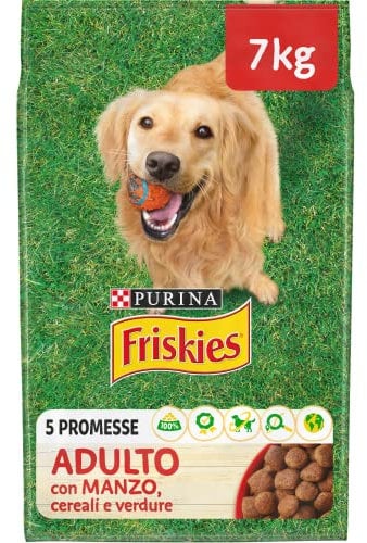 PURINA FRISKIES Crocchette per Cani Adulti con Manzo, Cereali e Verdure Sacco da 7kg