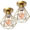 TOKIUS 2 Stück Retro Deckenlampen 16CM Vintage Deckenleuchte im Industrial Design Gold Lampenschirm E27 Lampe aus Eisen Käfig Pendelleuchte Deckenlampe für Flur, Schlafzimmer, Küche