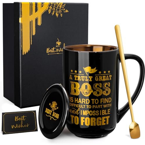 Doublewhale Tazza da caffè in ceramica nera da 510 ml, con confezione regalo