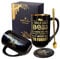 Doublewhale Boss Gifts, Best Boss Mug Gifts for Men on Birthday, Leaving, Going Away, Retirement, Boss Day, Christmas 18OZ Black Ceramic Coffee Mug with Spoon Lid Card, Nice Gift Box