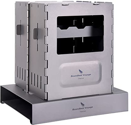 Boundless Voyage Réchaud à bois pliable en titane avec support de casserole, pour camping, multi-combustibles et portable