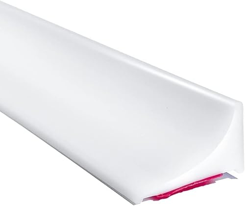 Esufeir 118 Inch/3 m Bianco Barriera Doccia e Sistema di Ritenzione Silicone,Anti Trabocco Soglia Doccia Barramento d'acqua in Gomma Autoadesiva,Guarnizione porta impermeabile per pavimento del bagno