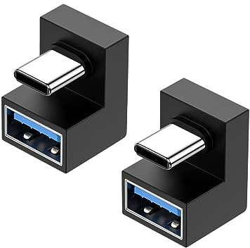 Cuifati USB Buchse auf USB C Stecker Adapter 2er Pack, 5 Gbps High Speed USB C U Form Adapter 180 Grad Abgewinkelt, USB Ladekabel Stecker für Tablet Handy