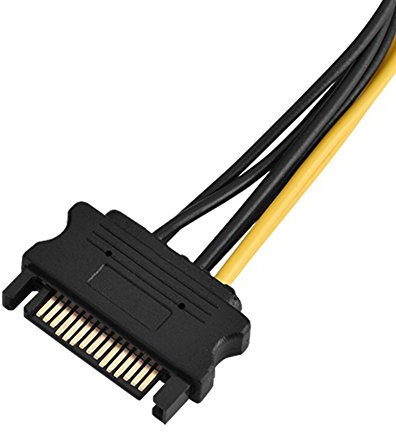 pcie Adaptador de 8 pines sata, Cable adaptador de alimentación de 15 pines SATA Macho Alimentación PCI-E Pin a Hembra PCI Express 0 2m Adaptador de conector hembra a macho (Cable individual