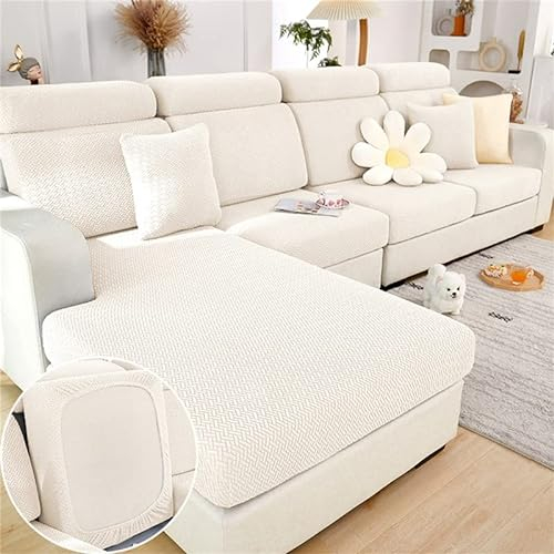 TOPCHANCES Sofa Sitzkissenbezüge - Soft Stretch Cover Kissenbezüge, Sitzbezüge Couchbezüge L Form, Slipcover (Weiß Weben)