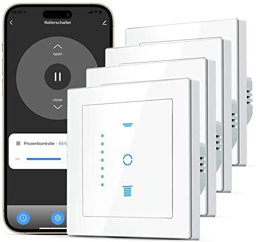 CURRYSMARTER Interruptor de persiana de wifi, Interruptor de persiana con LED controlable, temporizador inteligente para persianas, control de persiana compatible con Echo Alexa/Google, 4 piezas