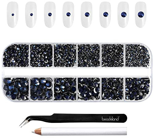 Beadsland Strasssteine für Makeup,8 Größen 2500pcs Kristall flache Rückseite Strasssteine Gesicht Edelsteine für Nägel Handwerk mit Pinzette und Wachsstift,Montana,SS4-SS30