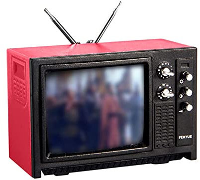 PLGEBR 1:12 casa de muñecas vintage estilo antiguo televisión en miniatura con imagen casa de muñecas juguete decoración habitación dormitorio muebles modelo vida