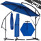 Kingsleeve® Parasol déporté inclinable bleu Ø 330cm Pare-soleil en aluminium avec manivelle housse Protection solaire jardin