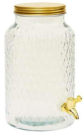 THE REPLICANT Distributeur de Boisson/Fontaine de 6L en Verre Design Diamant avec Couvercle et Robinet Verseur