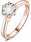 JewelryPalace 6.5mm 1ct Rund Zirkonia Solitär Promise Ring Damen, Braut Schmuck Set, Verlobungsring Damenring Ringe Silber 925 mit Stein für Frauen, Simulierte Diamant Jubiläum Eheringe Rosegold 51