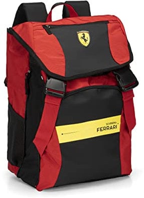 FERRARI - Zaino Estensibile Scuola Media, Elementare e Superiore per Bambini e Ragazzi, Schienale Imbottito e Rinforzato, Spallacci Regolabili - cm 29x13,5 (+9) x41h
