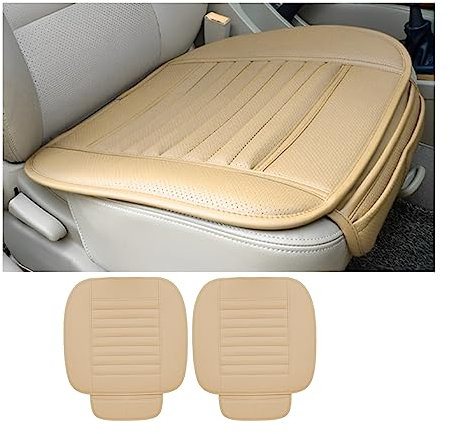 zipelo Autositzbezüge für Vordersitze, atmungsaktiver Leder-Kissenschutz, rutschfest, Fahrersitzpolster mit Aufbewahrungstaschen, universelle Auto-Innendekoration für die meisten Fahrzeuge, Beige, 2
