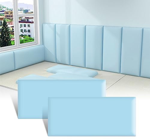 Windplusya Kid's Anti Collision Wall Padding, Padded Wall Panels, 3D Wall Stickers Self Adhesive Headboard Panels, Tatami Wall Stickers for Bedrooms,Children's Room Dance Club, Nursery. (Sky blue, 2)