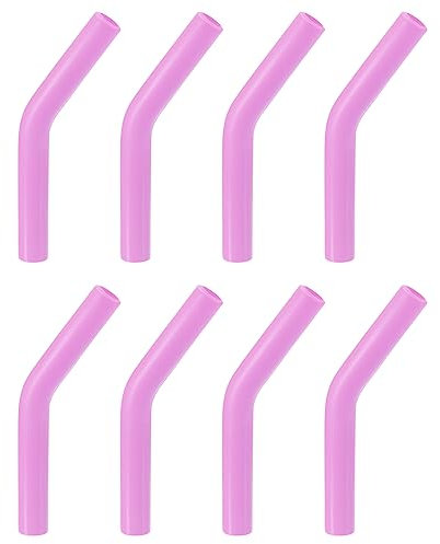 sourcing map 8pcs Silicone Straw Tips, Silicone Straw Elbows Tip, Soft Reusable Metal Straw Covers Fit for 8mm/0.31 OD Stainless Steel Straws, Light Purple