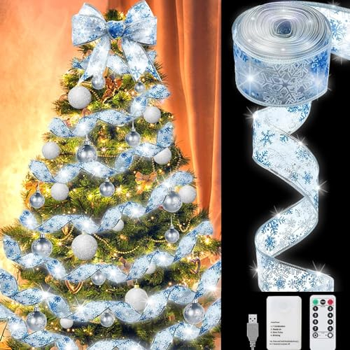 YeahBoom Luces Navidad Exterior,10M 100 LED Luces de Cadena de Hadas,Lámpara decorativa de árbol de Navidad, de cinta,De Iluminación para Interiores y Exteriores Jardín,Navidad,Terraza,Patio,Fiestas