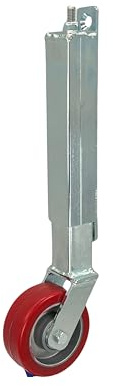 Rollentechnik gefederte Torrolle Torlaufrolle Stützrad Federrolle für Schwenktor Weidetor Hoftor Gartentor | Rad Polyurethan Redsoft® Ø100x38 | Bauhöhe 400mm | Tragfähigkeit 70 kg