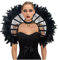 keland Gothic Viktorianisch Spitzenkragen Feder Umhang Schultertuch Schulterumhang Kragen Halloween Cosplay Kostüm (Schwarz-1)