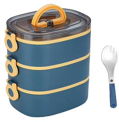 Durratou 1 lonchera Bento apilable de 3 niveles a prueba de fugas portátil (azul)