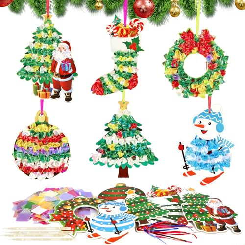 MONCAP 12STK Weihnachten Bastelsets für Kinder Weihnachten Deko Bastelset Poke Art DIY Toys Weihnachtsbaum Weihnachtsmann Schneemann zum Basteln Kunsthandwerk für Weihnachten Winter Mädchen Jungen