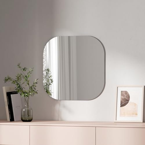 EMKE Bathroom Mirror - 500x500mm Frameless Wall Mounted Mirror, Square Mirror Thin HD Mirror for Living Room Bathroom Home Decor