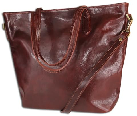 Toscanto Damen Schultertasche Shopper Businesstasche Leder Tasche braun OTT133SN Leder Schultertasche