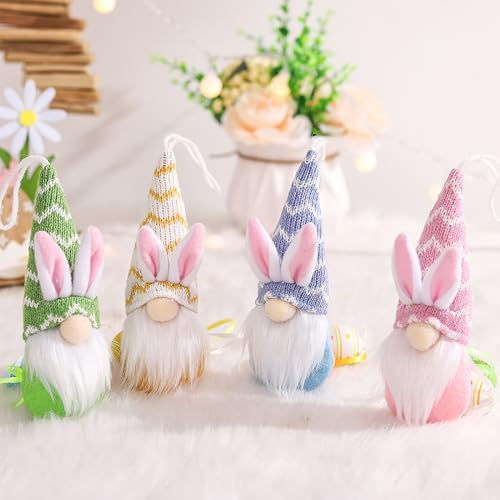 4 Stück Wichtel Ostern Deko Osterdeko Frühlingswichtel Osterwichtel Wichtel Frühling Osterhase Gnom Wichtel Figuren Frühlingsdeko Osterdekoration Plüschpuppen Geschenke für Kinder Familie