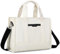 Chase Chic Canvas Handtasche Damen,14 Zoll Umhängetasche Tote Bag,Shopper Tasche mit Reißverschluss Mehrfachtasche Crossbody Bag für Arbeit/Reisen/Schule,Weiß & Schwarz