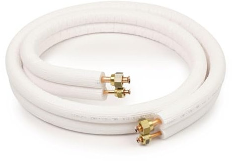 Idoneo Linea Liaison frigorifique 1/4 1/2 | Tuyau de Cuivre Tube en Cuivre pour Climatiseur| Tuyau clim 1/4 1/2 | Tube climatisation split| 9000/18000 BTU| 1-25m(Avec Écrous, 5m)