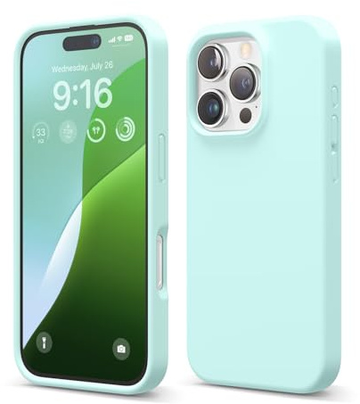 elago Silikon Hülle für iPhone 16 Pro | Premium Silikon Handyhülle, Ganzkörper Schutzhülle [4 Lagige Stoßfeste Struktur], Mikrofaserfutter (Aqua Blau)