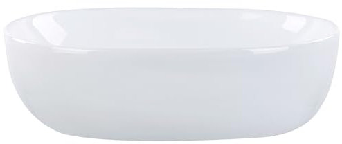 Aufsatzwaschbecken Keramik weiß oval 48x34 cm ohne Überlauf modern schlicht Omoa