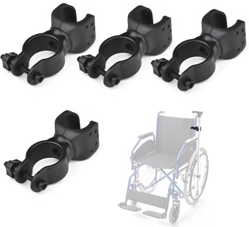 Meifiyu Rollator Zubehör,4 Stück Krücken Zubehör,Stockhalter Für Rollator,Krückenhalter,Rollstuhl Zubehör für 2,2 Bis 3cm Rohr,Stockhalter für Rollstuhl für Drive Rollator,Walker,Rollstuhl