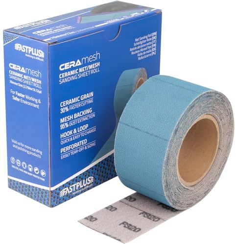 Schleifpapier Rolle 70mmx12m P180 Klett Keramisches Netz-Grifffolienrolle | Schleifpapier Rolle Schleifscheibe Schleifen von Holz, Spachtelmasse, lackierten Oberflächen und Kunststoff