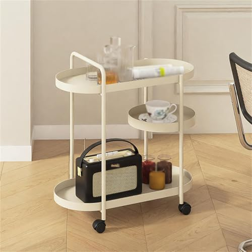 Weiß,B,Servierwagen für die Hausbar, Mehrzweck-Rollwagen mit Griff, Lagerwagen aus Metall mit Rädern, Kreativer mobiler Getränkewagen, Doppelschichtiges Lagerregal, Robuster Barwagen mit 2 Ebenen