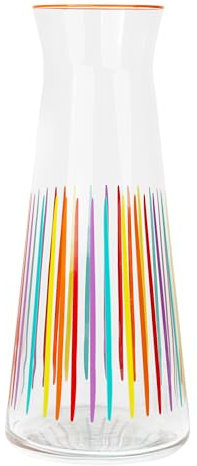 Pichets carafes en verre à rayures brillantes Talking Tables, carafes en verre à col étroit de 25 cm pour réfrigérateur, eau, lait, thé glacé, jus, boissons, carafe à vin