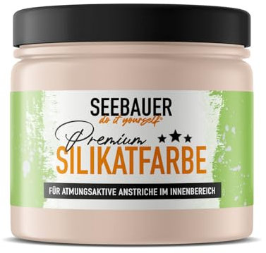 SEEBAUER diy Silikatfarbe Rot 300ml für Innen (No. 304 Apricot Dream) Atmungsaktive Mineralfarbe für Allergiker - Abwaschbare Wandfarbe - Rottöne hohe Deckkraft